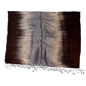 SPIRITHOUSE SCARF WRAP SILK GRADIENT OMBRE SILVER BLUE BLACK BROWN FRINGE